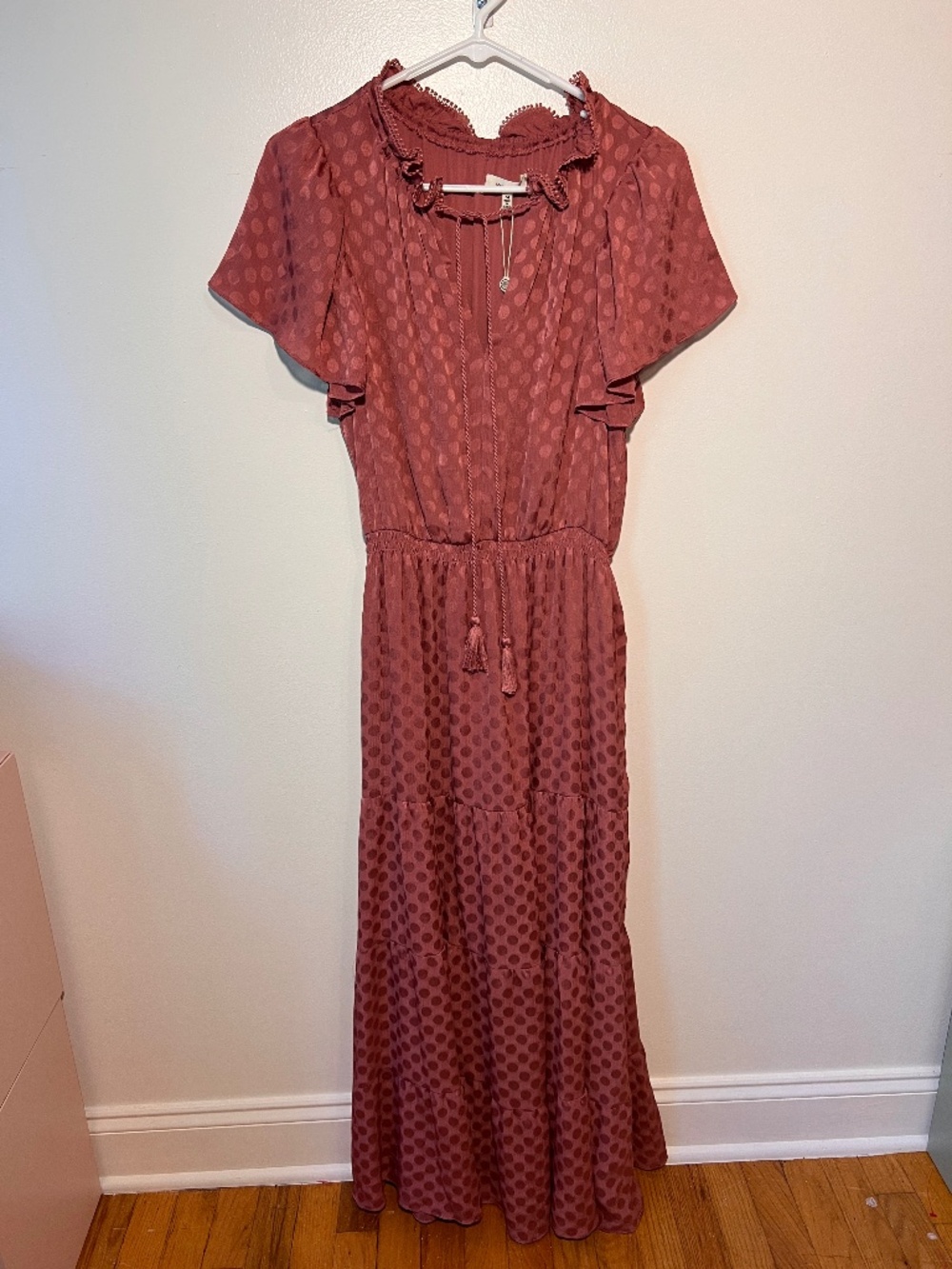 Max Studio Mauve Pink Polka Dot Maxi Dress | Size M | NWT